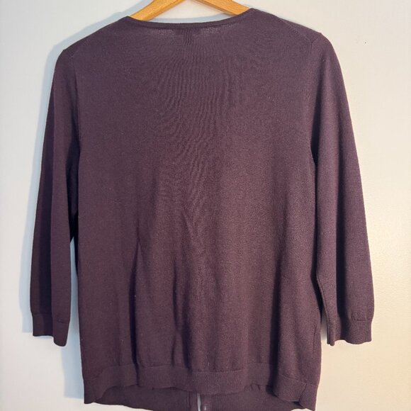 Ann Taylor Wool/Silk/Cashmere Blend Purple Sweater Cartigan - L - Picture 5 of 5